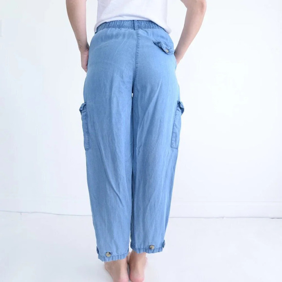 Suko Cargo Style Cotton Blue Chambray Denim Jeans - Picture 3 of 14